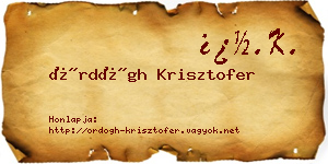 Ördögh Krisztofer névjegykártya